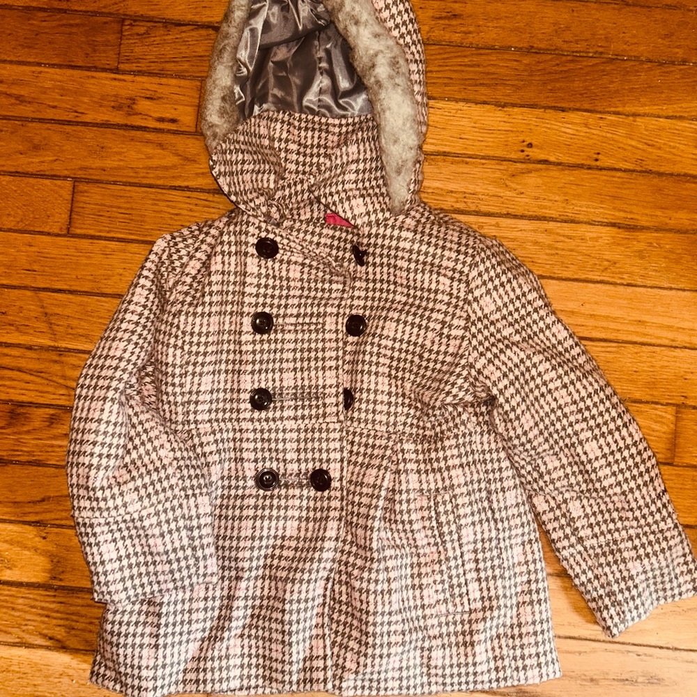 London Fog Pink and Gray Houndstooth Jacket